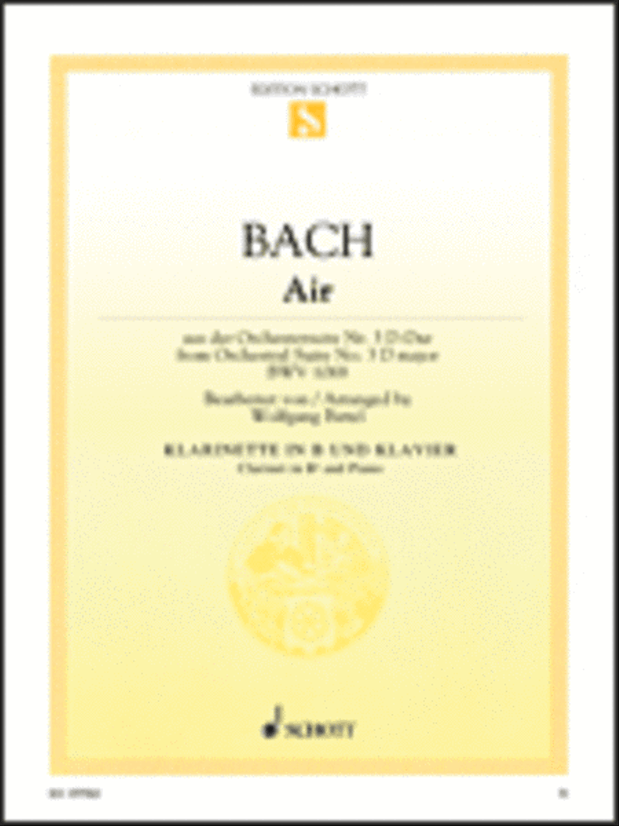 Air from Orchestral Suite No. 3 in D Major BWV 1068 Clarinet Solo scores gallery preview page 1