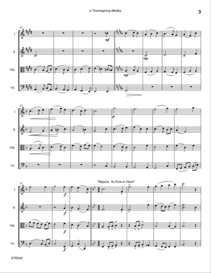 THANKSGIVING MEDLEY - hymns for STRING QUARTET (unaccompanied) A Cappella scores gallery preview page 3