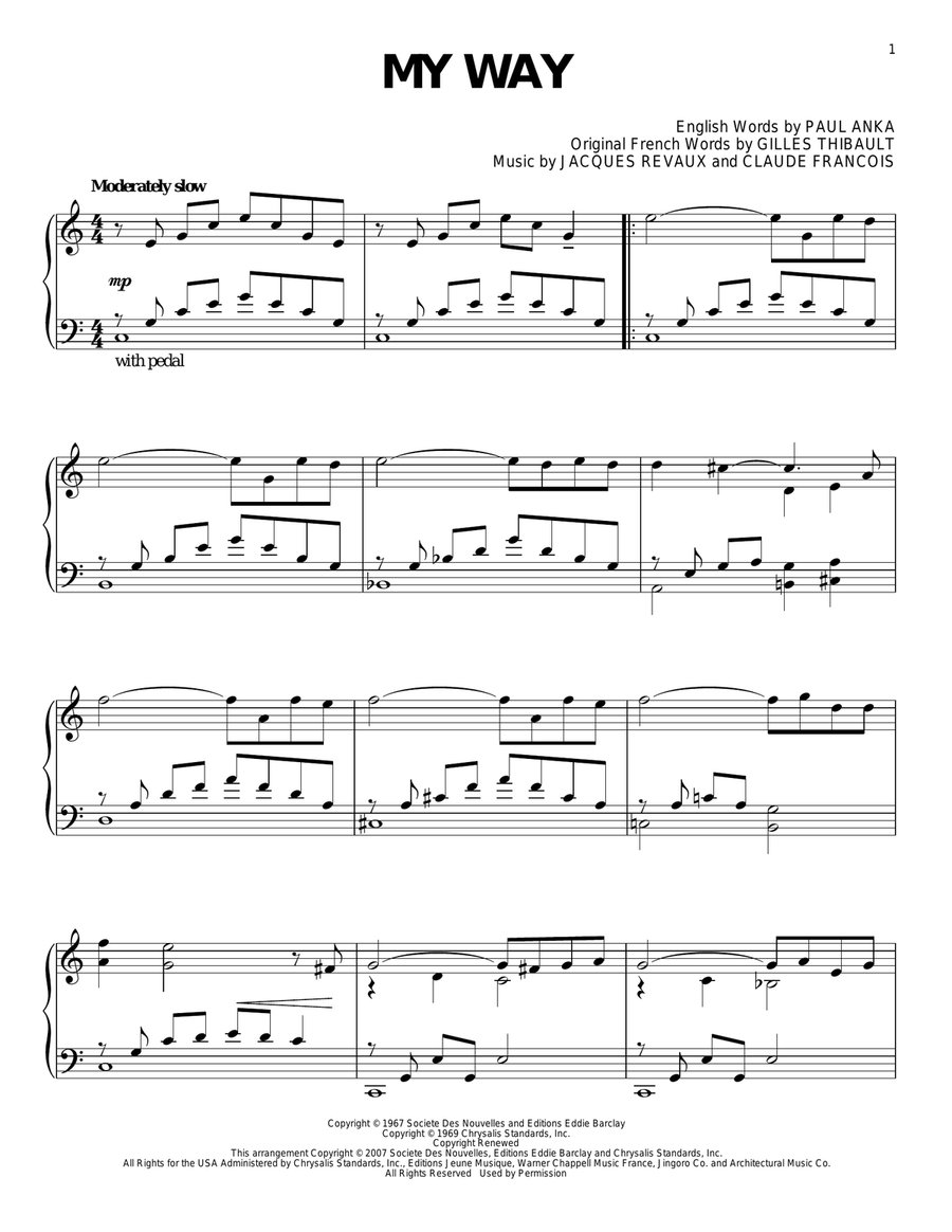 My Way Piano Solo scores gallery preview page 1