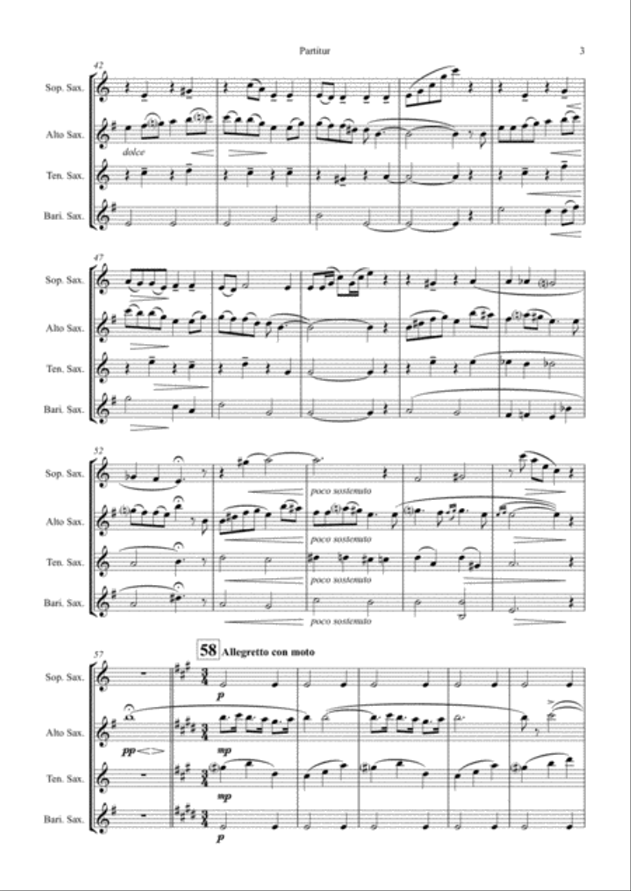 Solveig's Song - from Peer Gynt Suite - Saxophone Quartet Saxophone Quartet scores gallery preview page 3