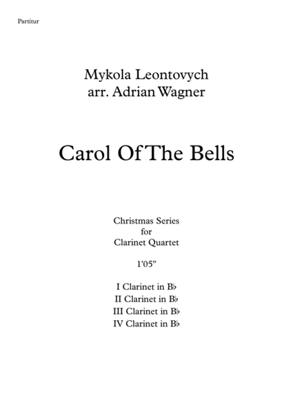 "Carol Of The Bells" Clarinet Quartet arr. Adrian Wagner image number null