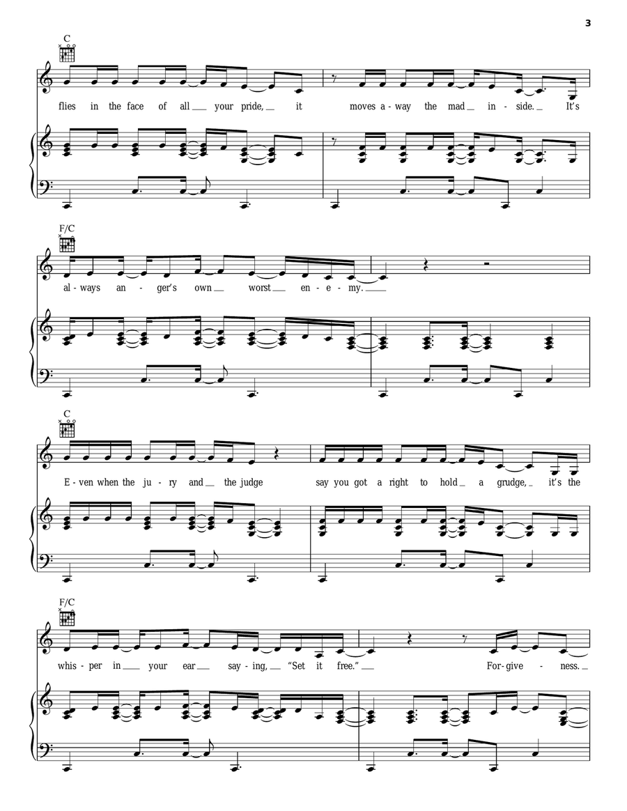 Forgiveness Forgiveness Piano, Vocal, Guitar scores gallery preview page 3