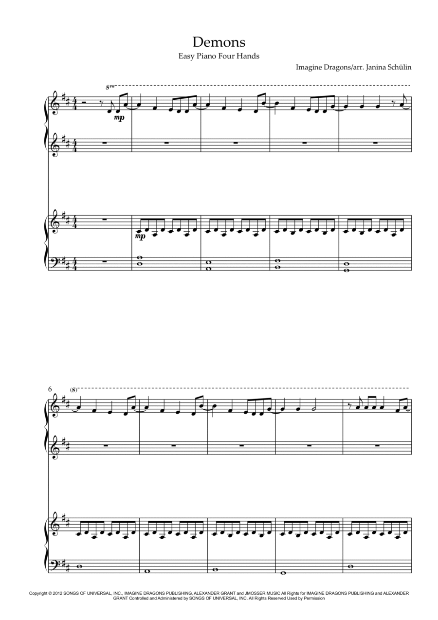 Demons Demons 1 Piano, 4-Hands scores gallery preview page 1