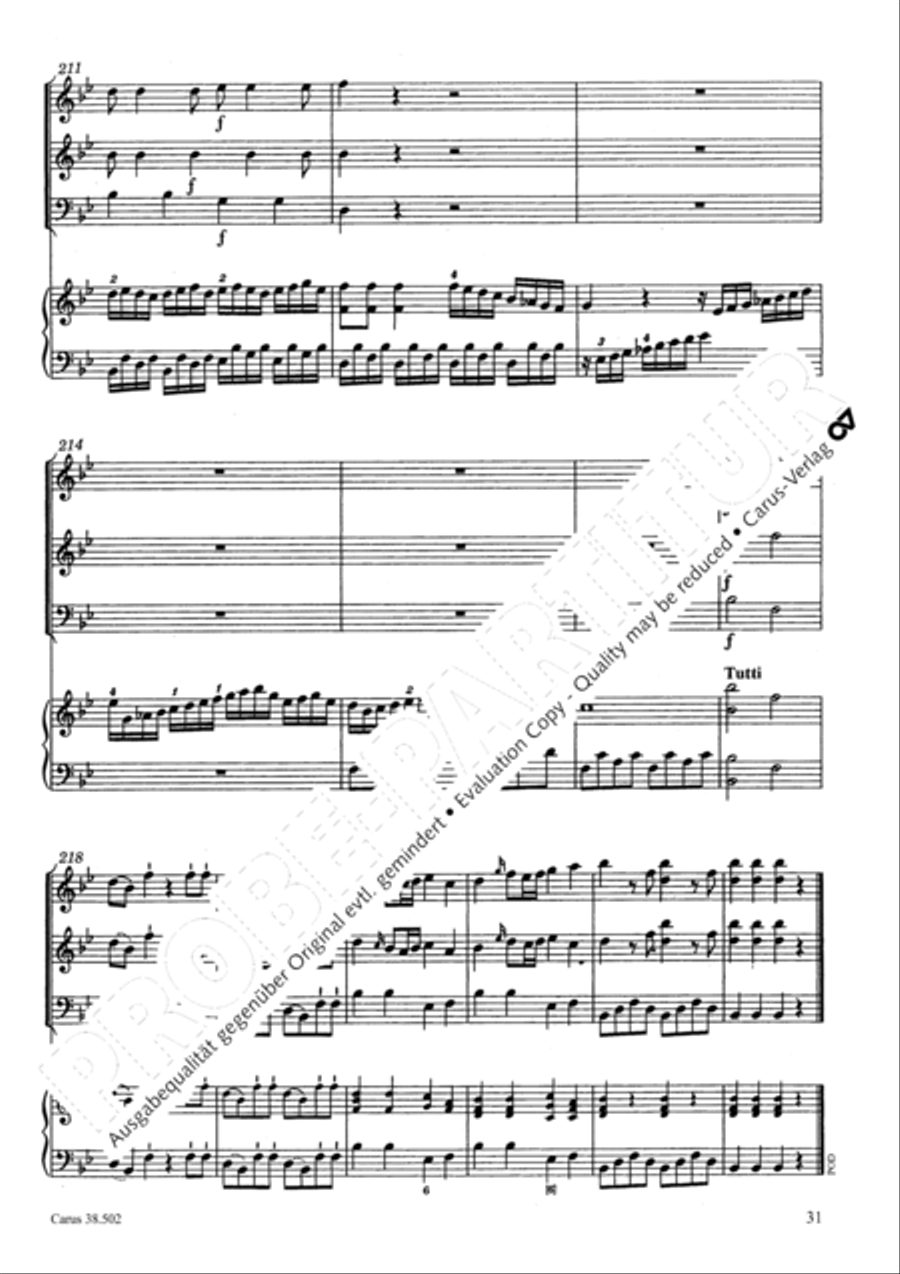 Organ Concerto in B flat major (Orgelkonzert in B) Violin scores gallery preview page 34