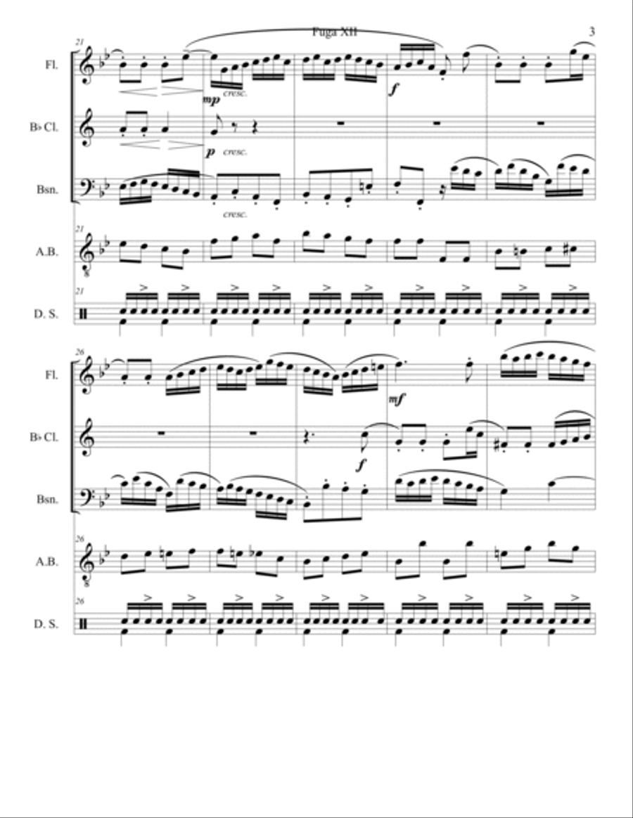 Fuga XII Well-tempered clavier book 1 Jazz Ensemble scores gallery preview page 3