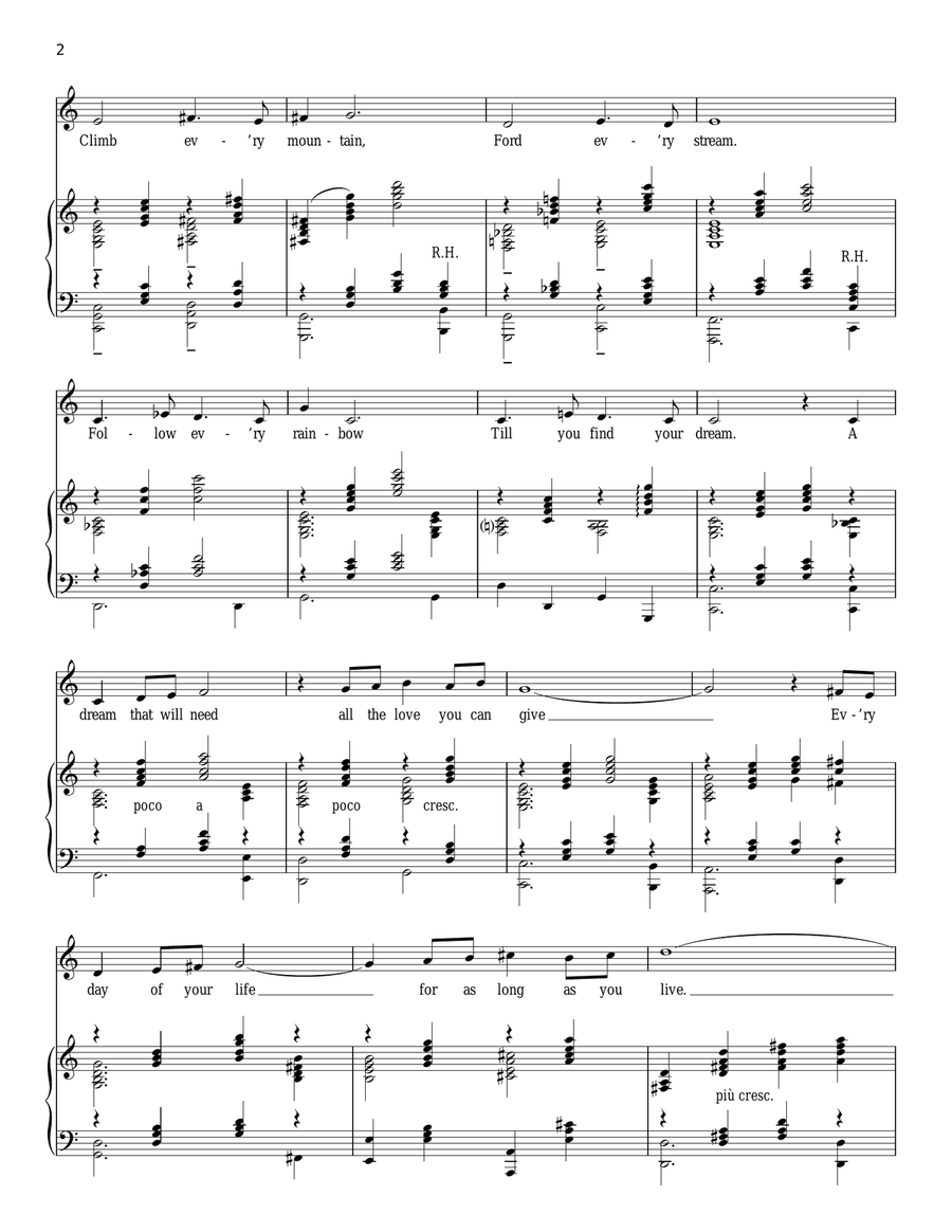 Climb Ev'ry Mountain Climb Ev'ry Mountain Piano, Vocal scores gallery preview page 2