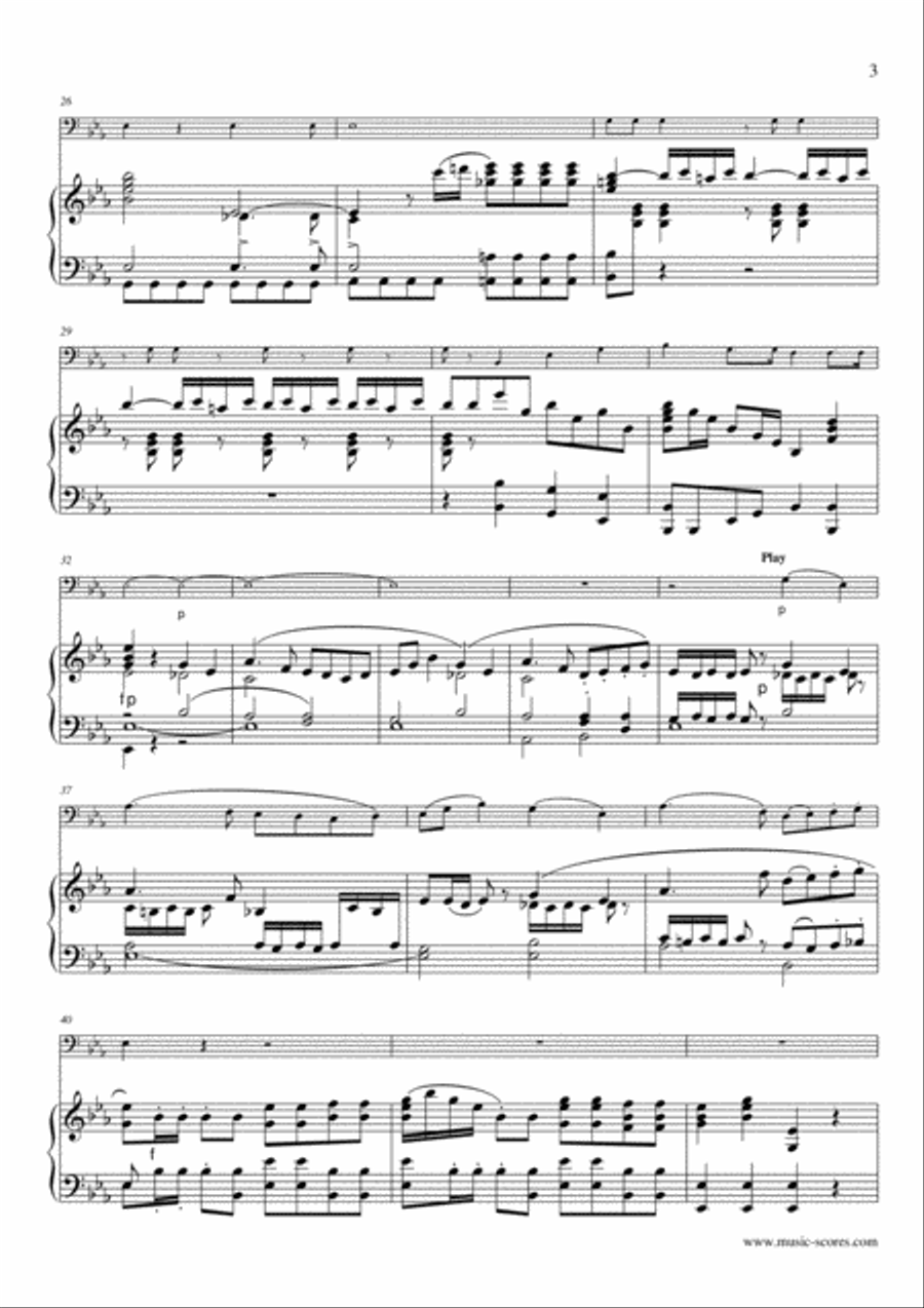 Allegro from Mozart's 4th horn concerto - Trombone and Piano Piano scores gallery preview page 3
