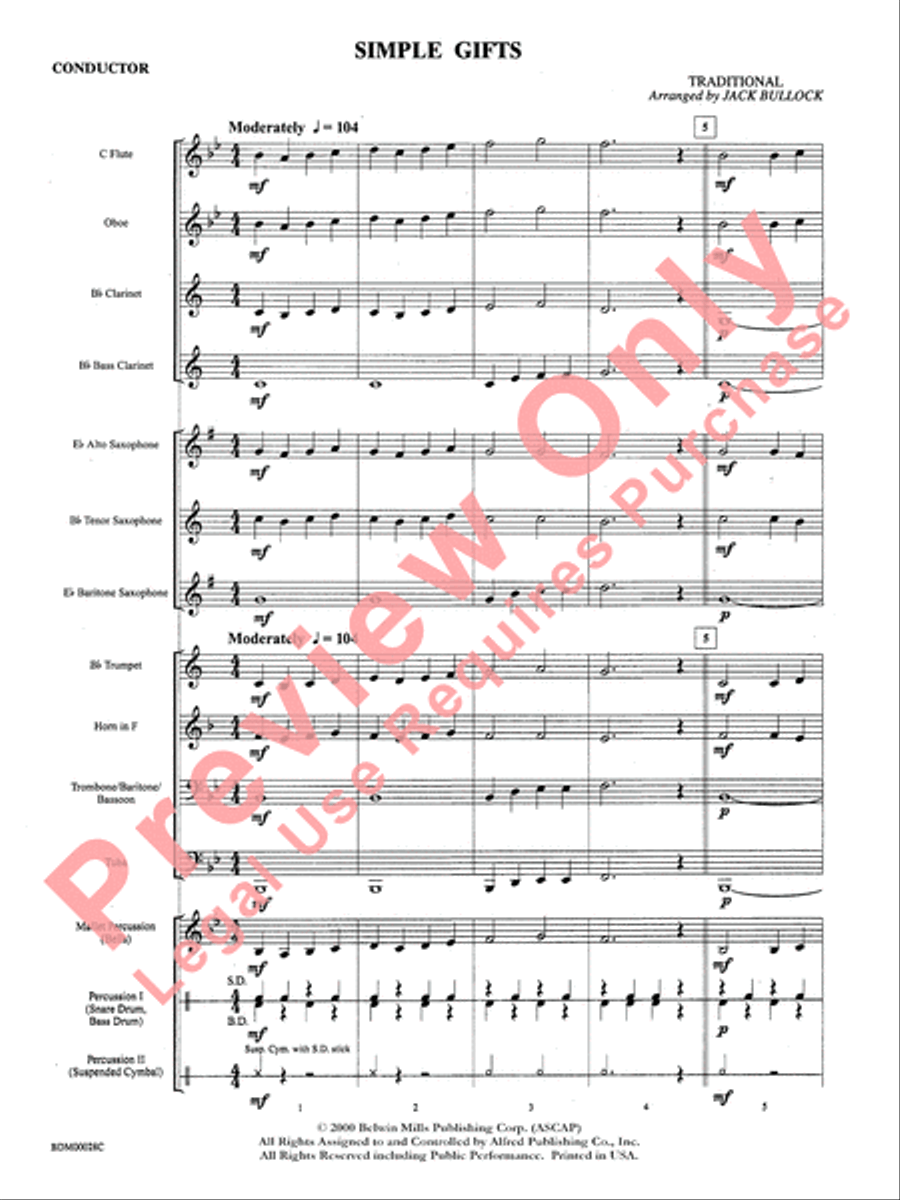 Simple Gifts Concert Band scores gallery preview page 4