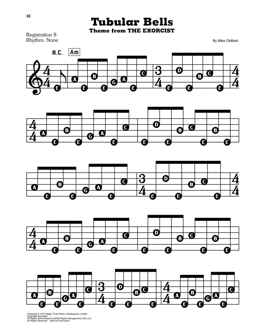 Tubular Bells Electronic Keyboard scores gallery preview page 1