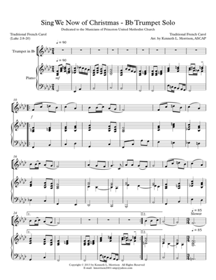 Sing We Now of Christmas - Bb Trumpet Solo with Piano