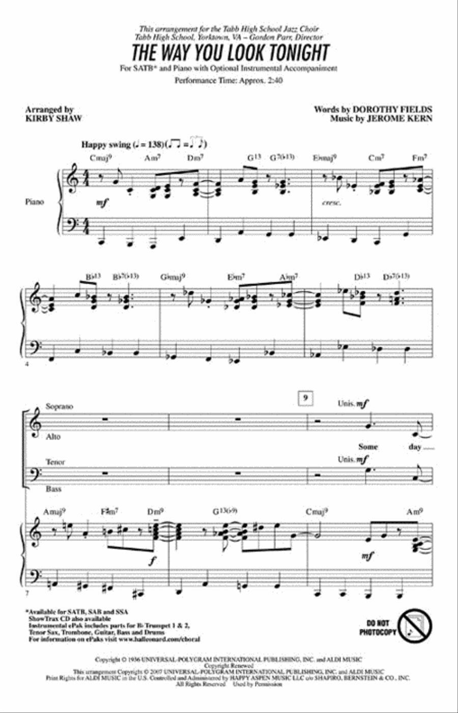 The Way You Look Tonight 4-Part scores gallery preview page 3