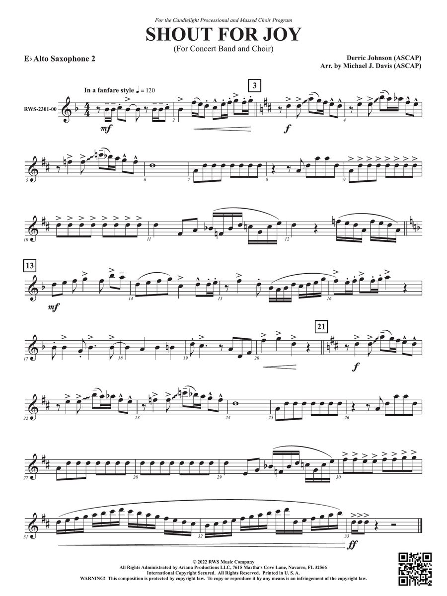 Shout for Joy - For Concert Band and Choir: 2nd E-flat Alto Saxophone