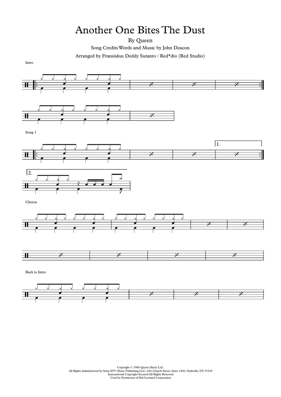 Another One Bites The Dust Drum Set scores gallery preview page 1