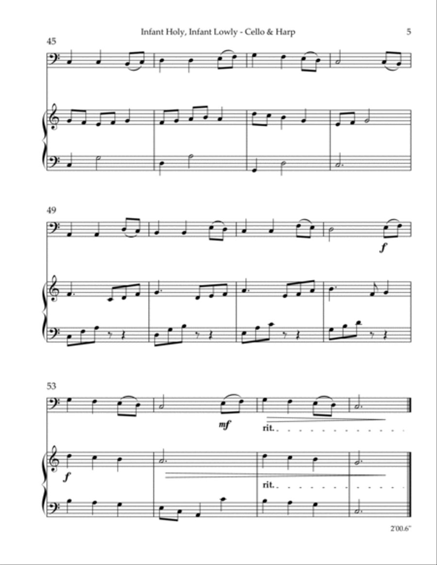 Infant Holy, Infant Lowly, Duet for Cello & Harp