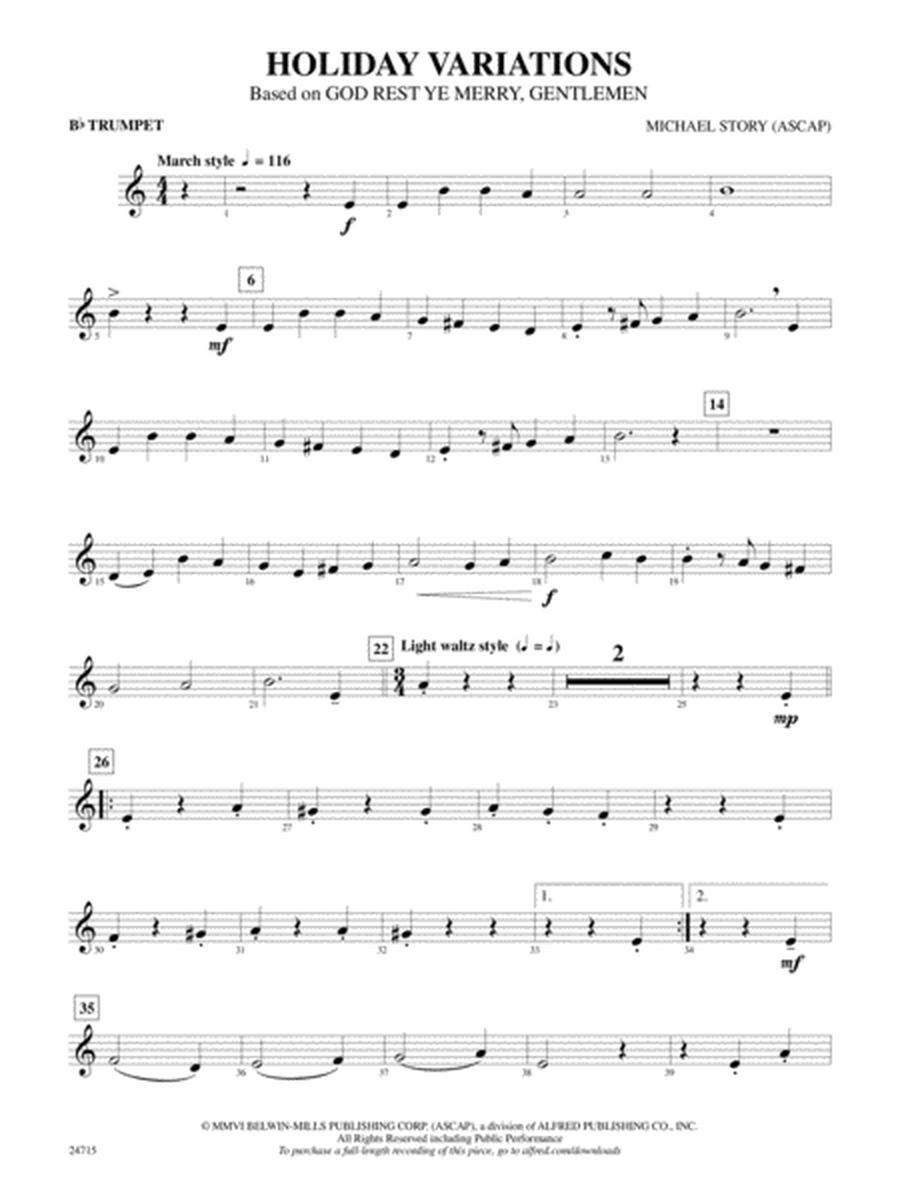 Holiday Variations (Based on "God Rest Ye Merry, Gentlemen"): 1st B-flat Trumpet