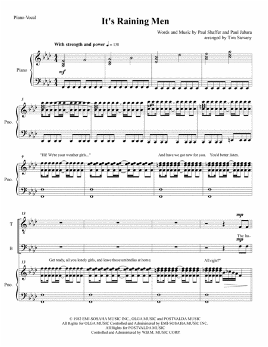 It's Raining Men TTBB scores gallery preview page 1