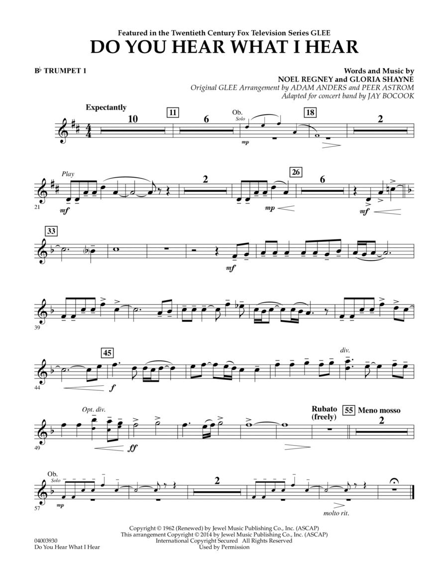 Do You Hear What I Hear? - Bb Trumpet 1 Concert Band scores gallery preview page 1