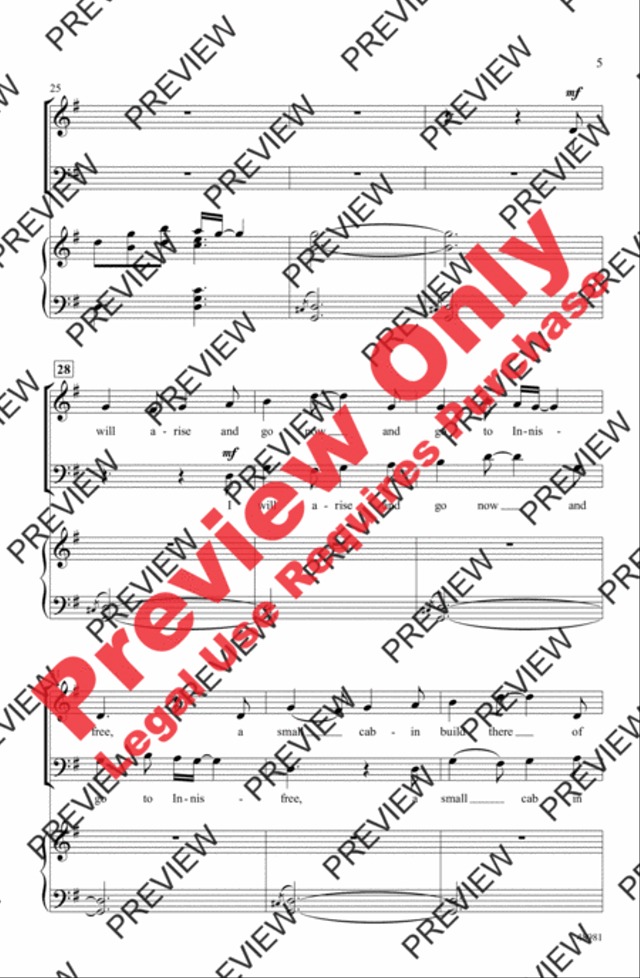The Lake Isle of Innisfree 3-Part scores gallery preview page 5