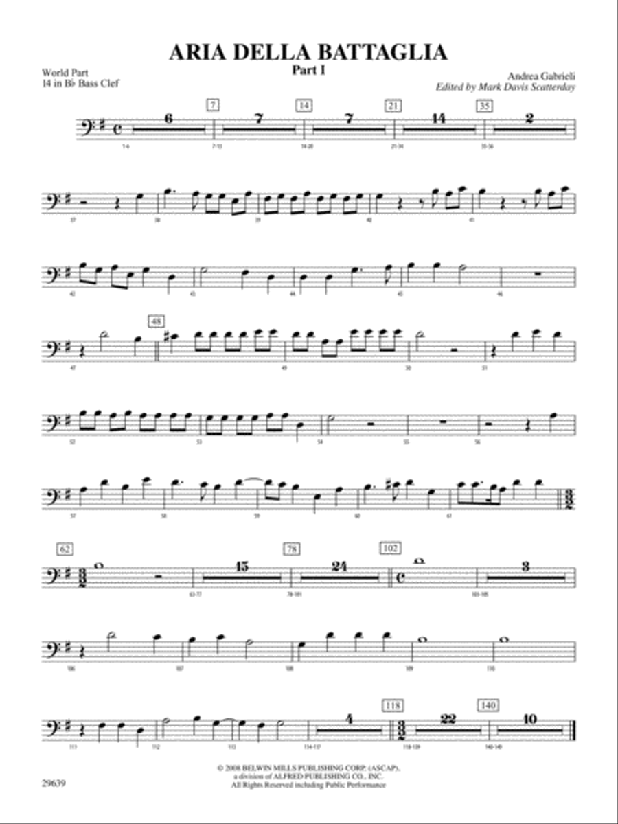 Aria Della Battaglia: (World Part) 14 in Bb Bass Clef Concert Band scores gallery preview page 1