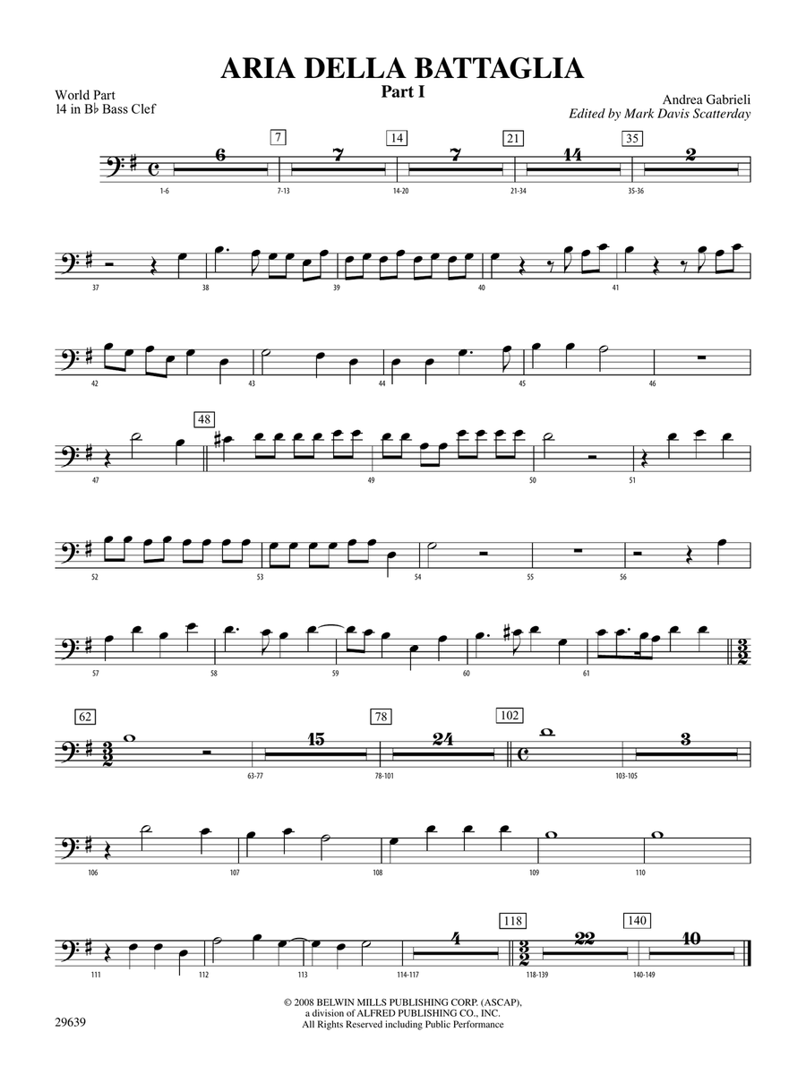 Aria Della Battaglia: (World Part) 14 in Bb Bass Clef
