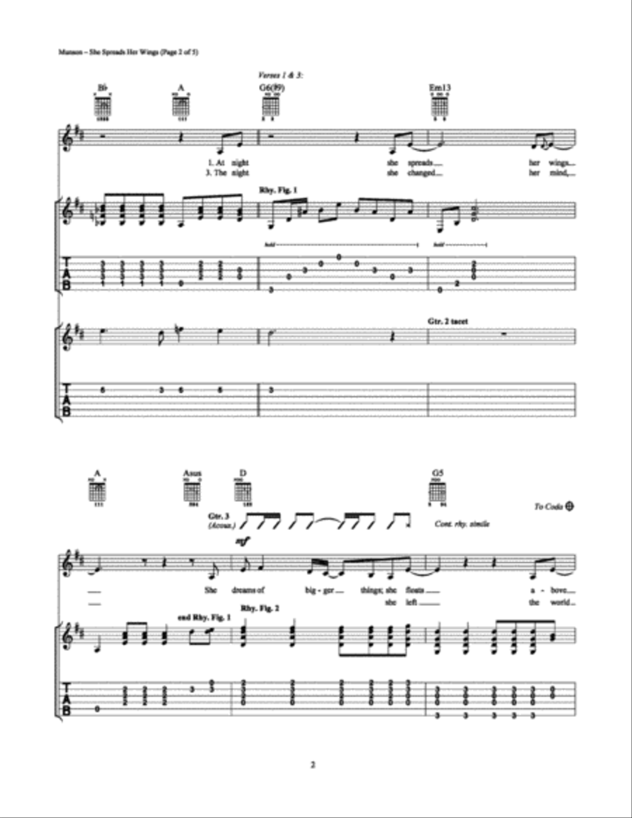 She Spreads Her Wings Electric Guitar scores gallery preview page 2