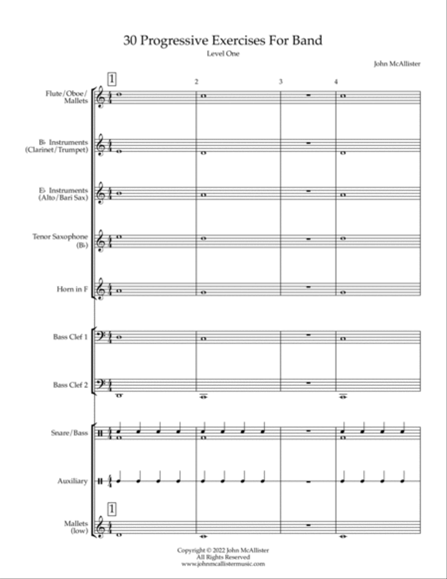 30 Progressive Studies for Full Band or Individual Study (beginner to very easy) Concert Band scores gallery preview page 2