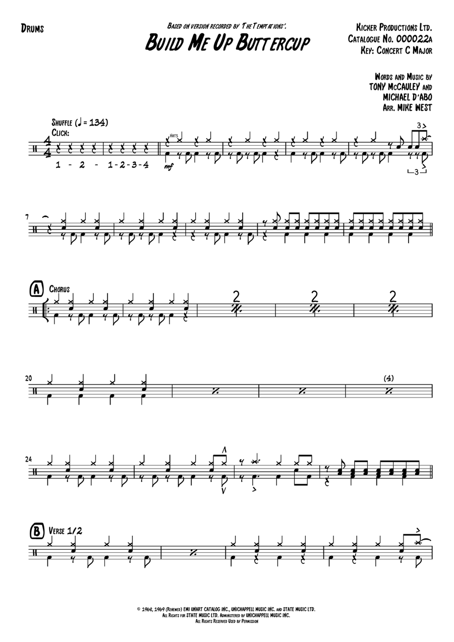 Build Me Up, Buttercup Drum Set scores gallery preview page 2