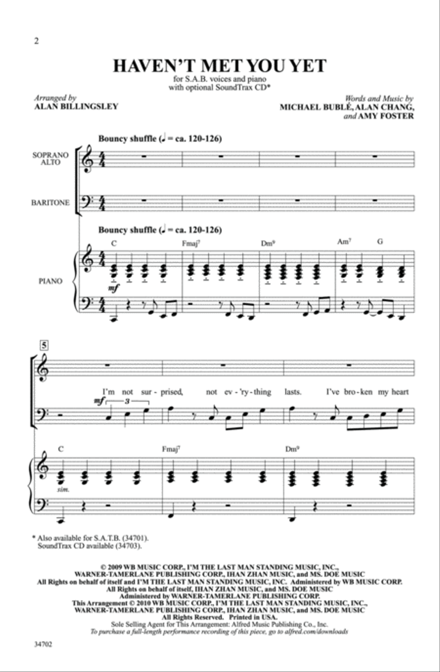 Haven't Met You Yet 3-Part scores gallery preview page 13