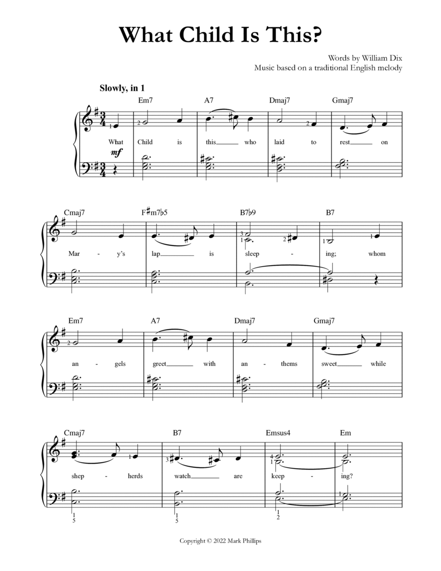 What Child Is This? Easy Piano scores gallery preview page 1