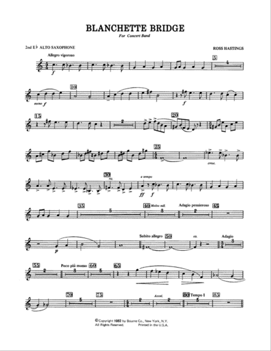 Blanchette Bridge - Eb Alto Sax 2 Concert Band scores gallery preview page 1
