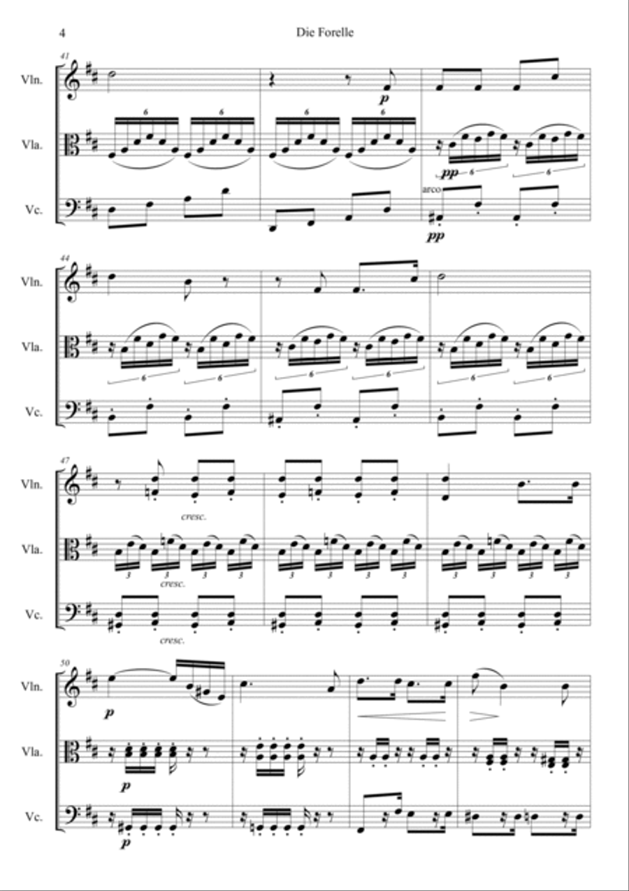 Die Forelle (The Trout) String Trio scores gallery preview page 4