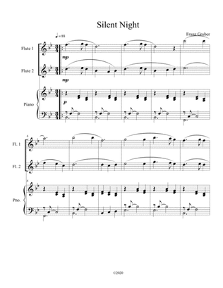 Book cover for Silent Night (flute duet) with optional piano accompaniment