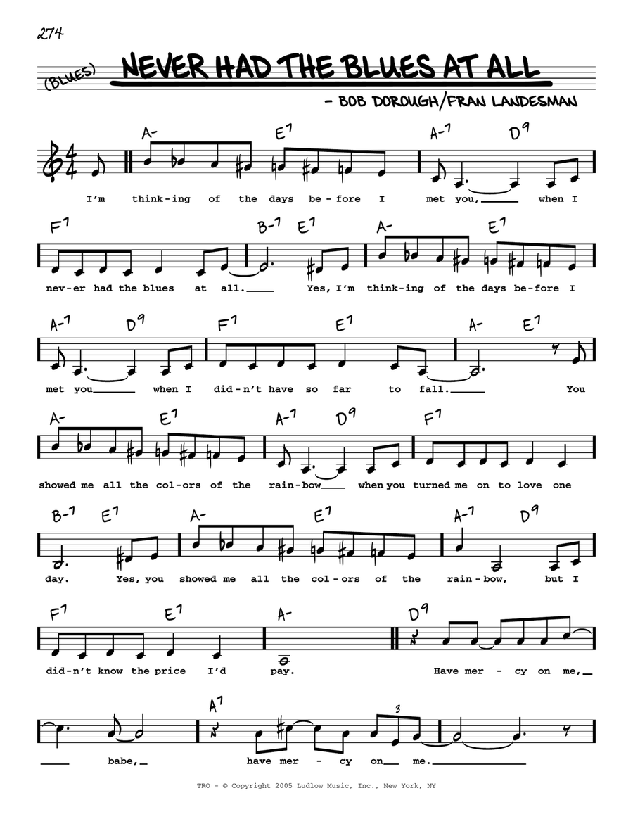 Never Had The Blues At All (Low Voice) Low Voice scores gallery preview page 1