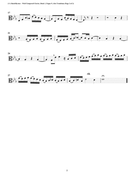 Fugue 09 from Well-Tempered Clavier, Book 1 (Trombone Quartet) image number null