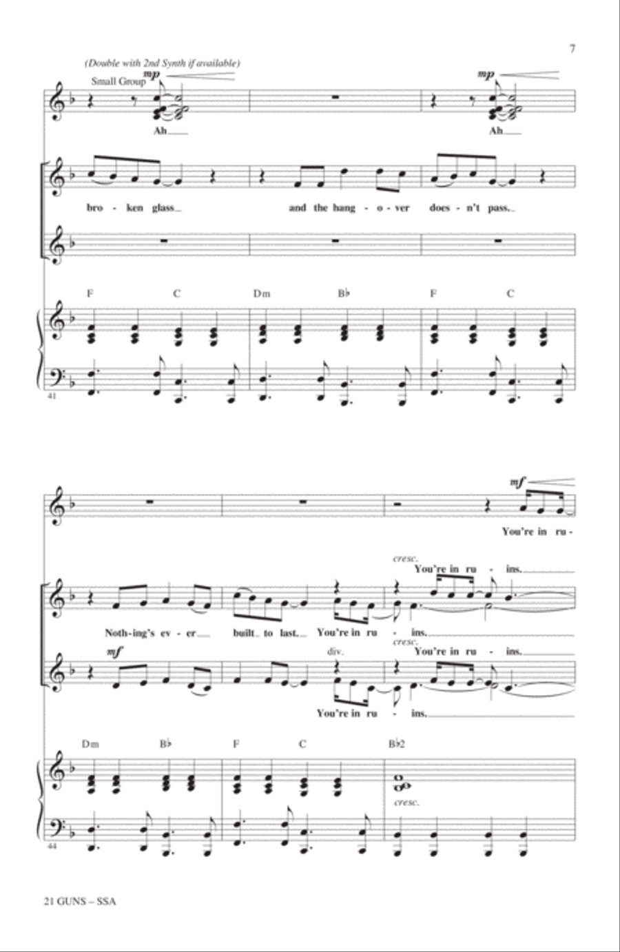 21 Guns (from Green Day's American Idiot) (arr. Roger Emerson) SSA scores gallery preview page 6
