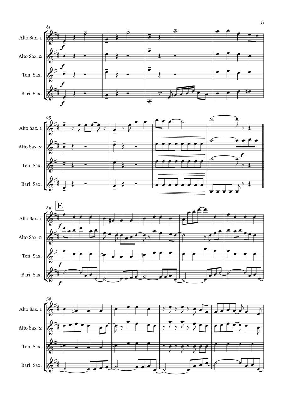 Forget You Saxophone Quartet scores gallery preview page 5