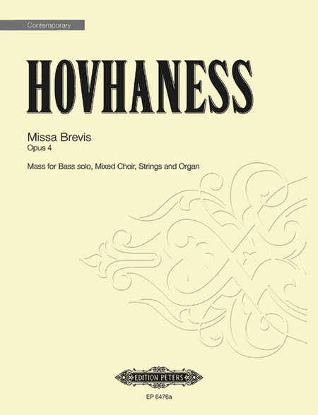 Missa Brevis Op. 4 by Alan Hovhaness 4-Part - Sheet Music
