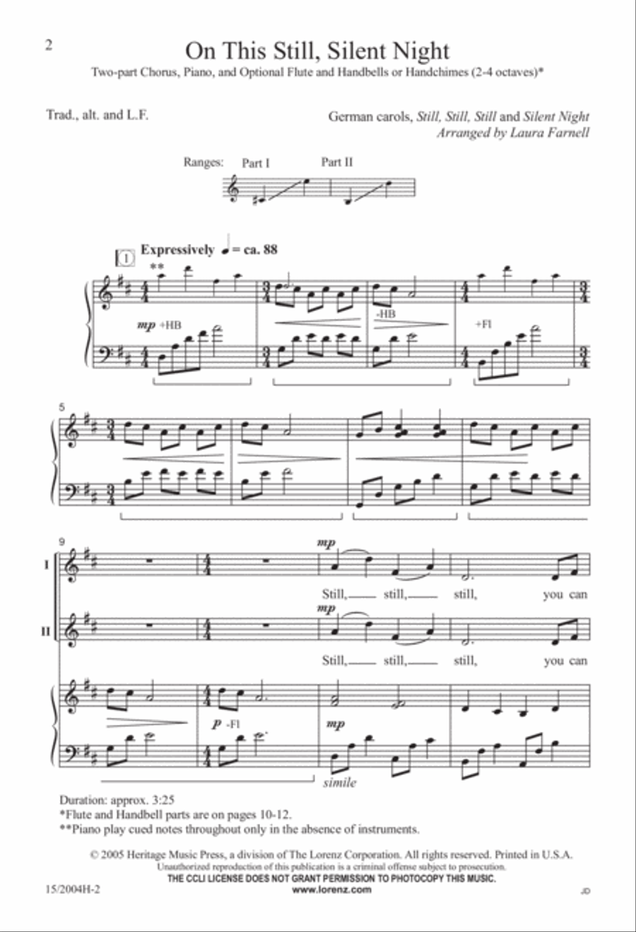 On This Still, Silent Night 2-Part scores gallery preview page 2