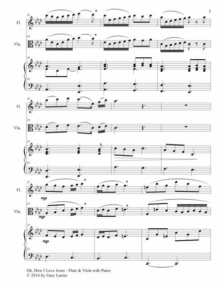 OH, HOW I LOVE JESUS (Trio – Flute & Viola with Piano... Parts included) image number null