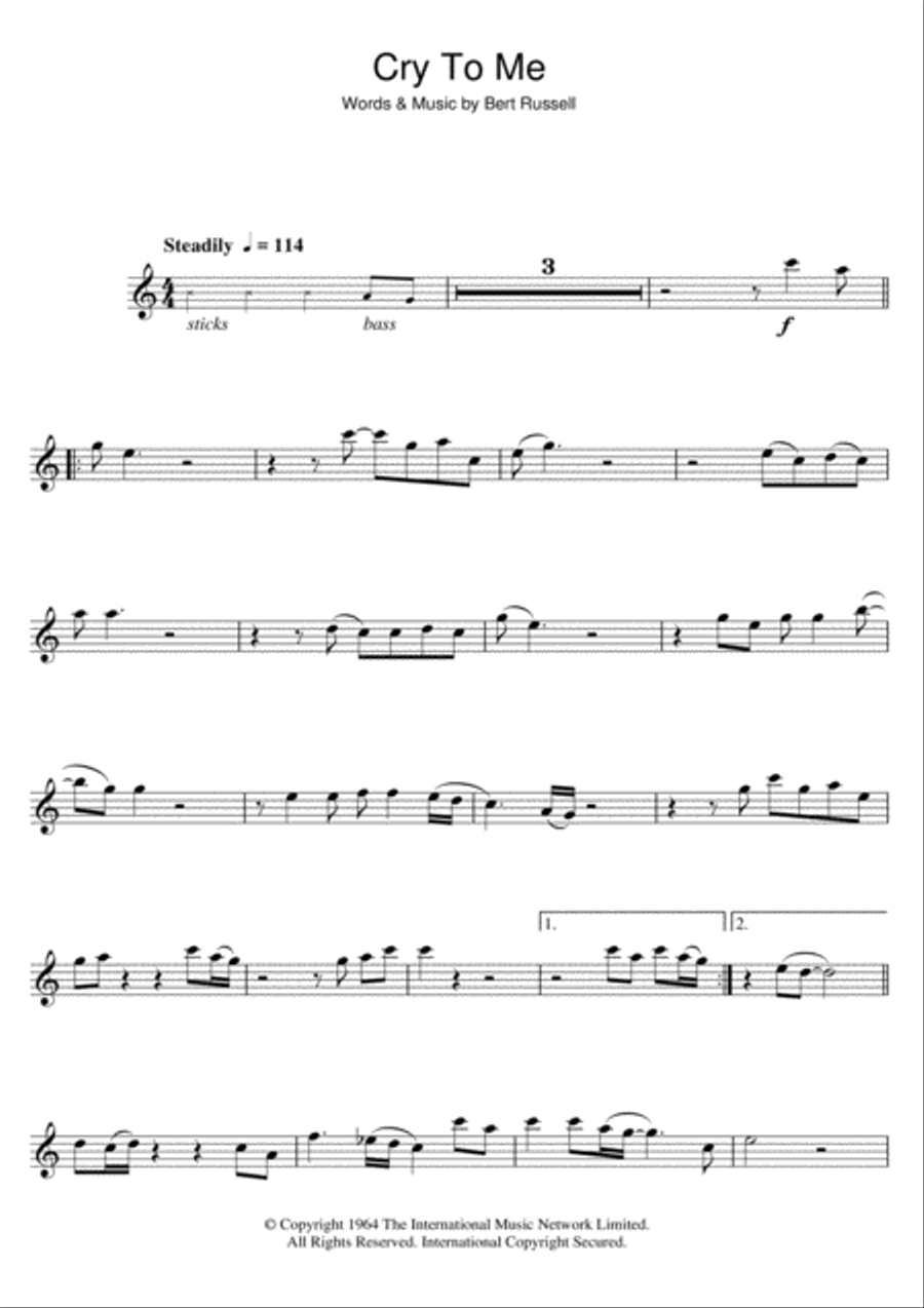 Cry To Me Cry To Me Flute Solo scores gallery preview page 1