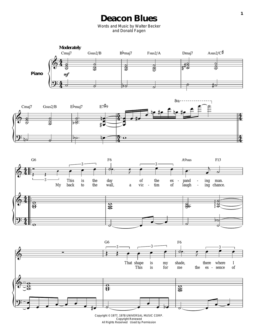 Deacon Blues Deacon Blues Piano, Vocal scores gallery preview page 1