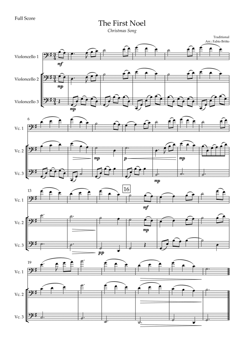 The First Noel (Christmas Song) for Flute, Violin and Cello image number null