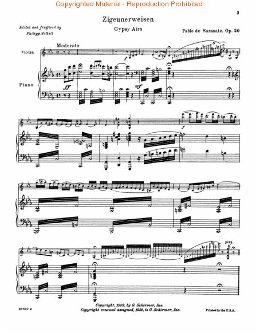 Zigeunerweisen (Gypsy Aires), Op. 20 Violin Solo scores gallery preview page 2