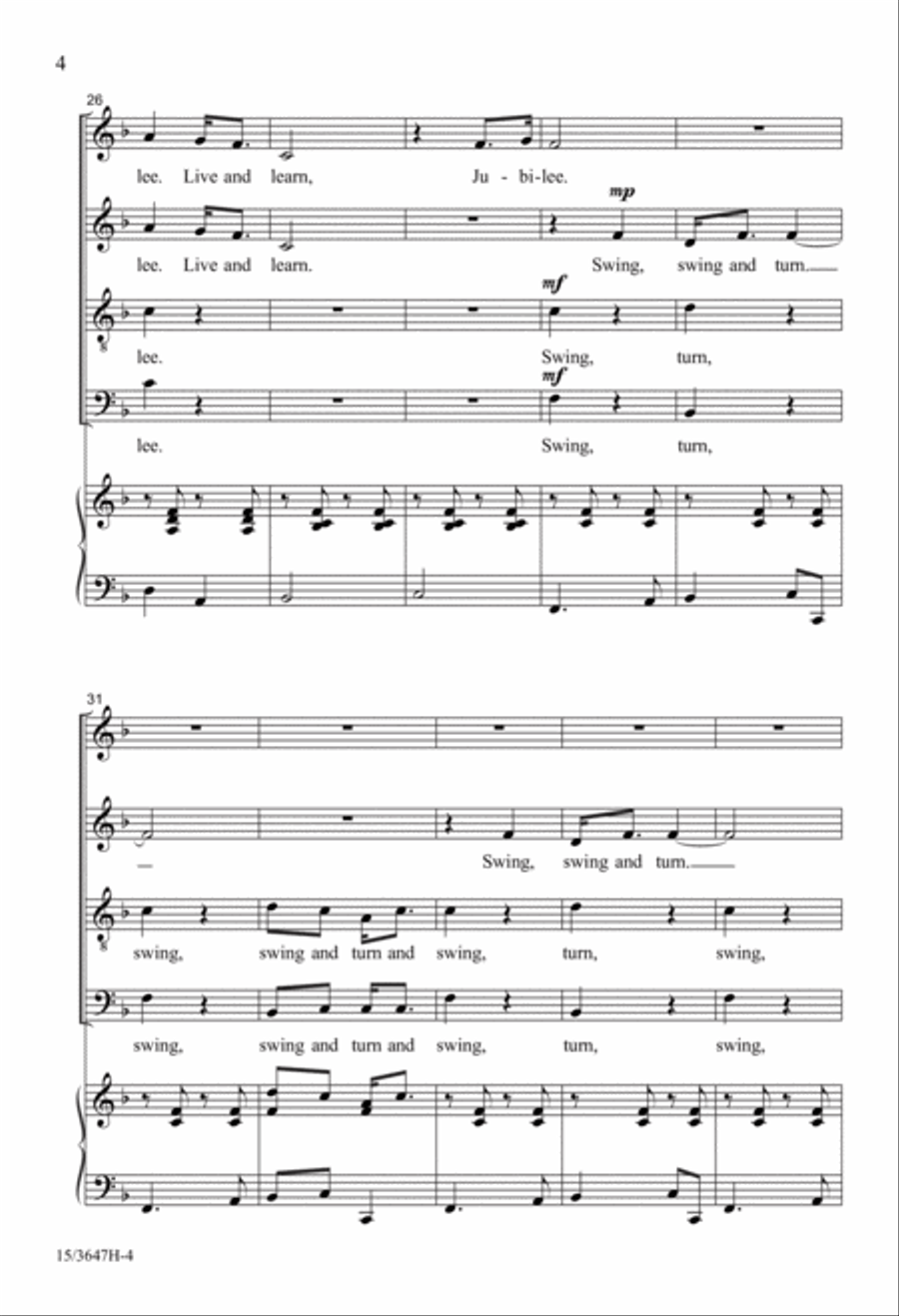 Swing and Turn, Jubilee 4-Part scores gallery preview page 4