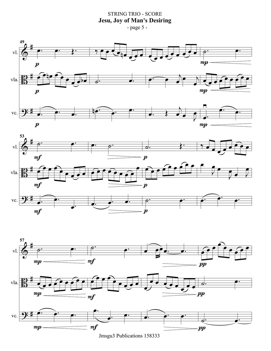 Bach: Jesu, Joy of Man's Desiring for String Trio String Trio scores gallery preview page 5