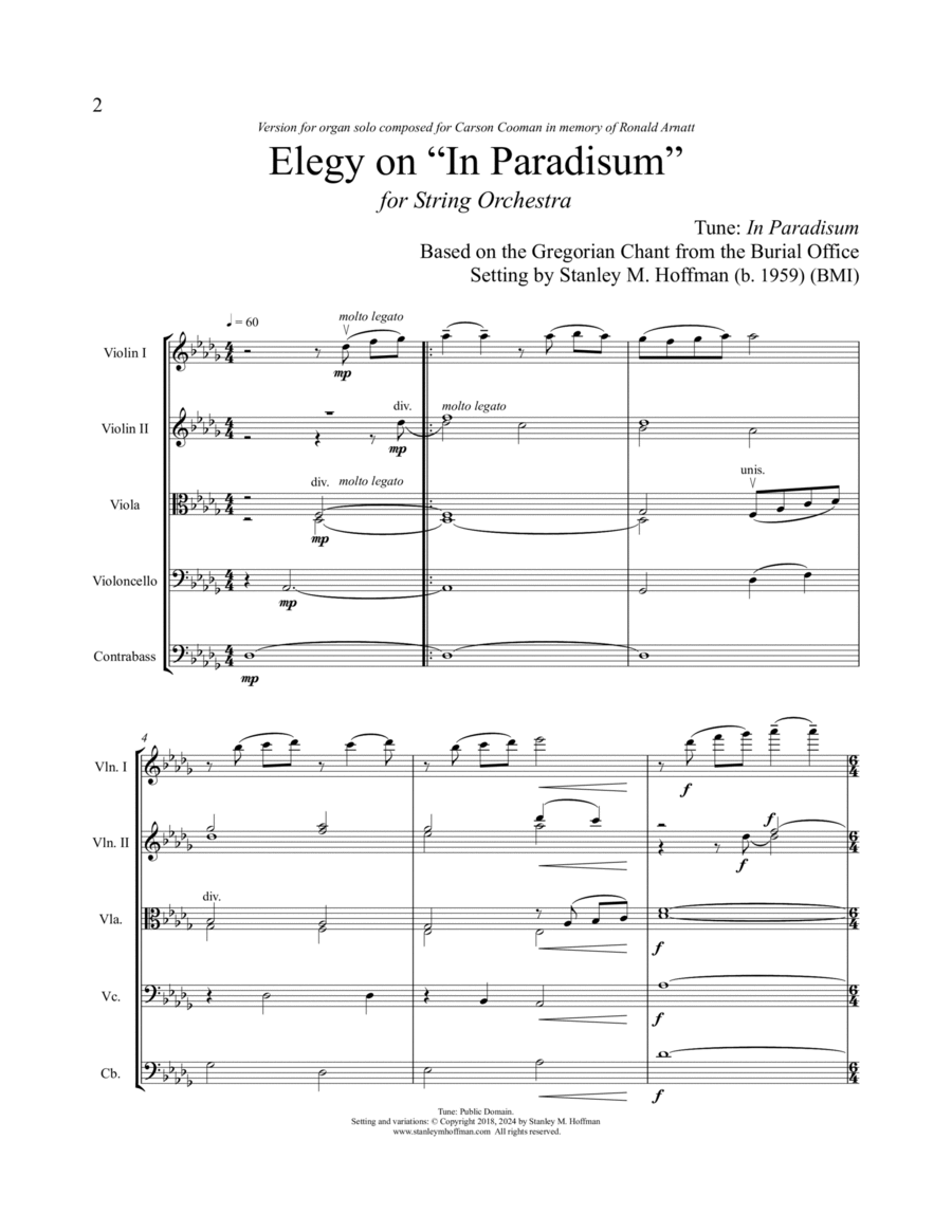 Elegy on "In Pardisum - Version for String Orchestra image number null