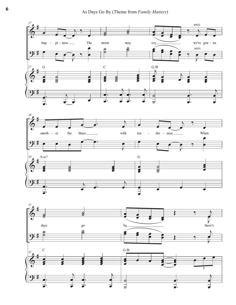 As Days Go By - Opening Theme 4-Part scores gallery preview page 6