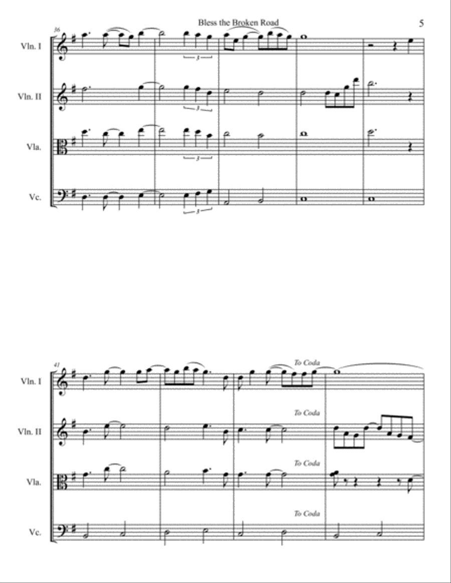 Bless The Broken Road String Quartet scores gallery preview page 5