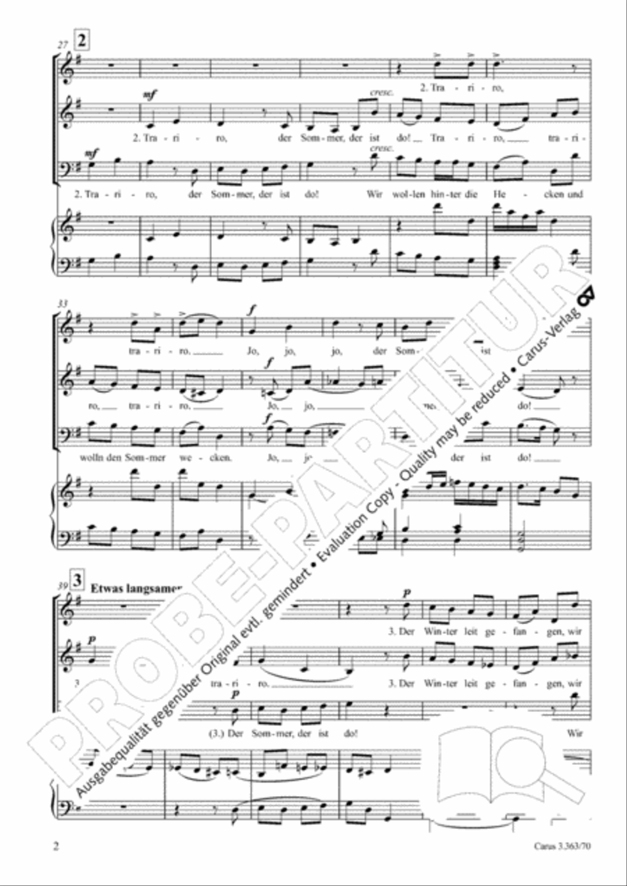 Trariro, der Sommer, der ist do Choir scores gallery preview page 3