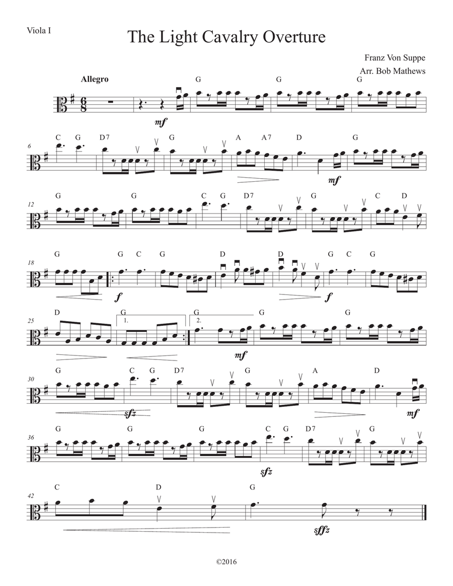 The Light Cavalry Overture or Viola solo Viola Solo scores gallery preview page 1